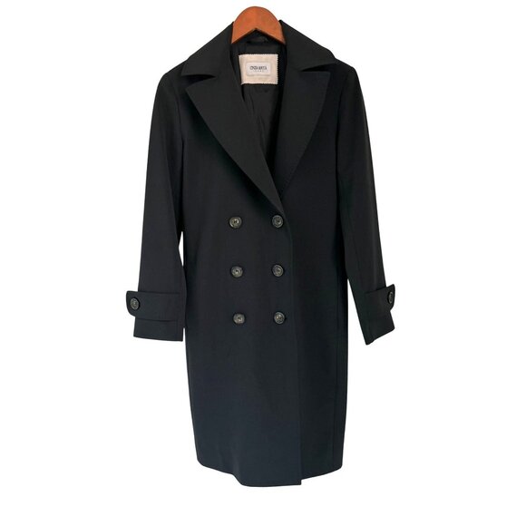 Cinzia Rocca Icons Black Double-Breasted Trench Coat Preppy Size 6